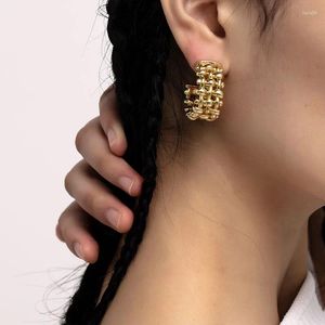 Boucles d'oreilles pendantes en laiton avec or 18 carats tressé pour femmes, bijoux Punk, robe de soirée, piste Rare coréen japon Boho Hiphop
