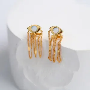 Boucles d'oreilles pendantes en laiton avec chaîne en or 18 carats, bijoux pour femmes, robe de spectacle en T, Punk gothique, haut de piste coréen et japonais