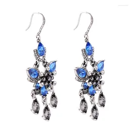 Dangle Oorbellen Bulkprijs Blauwe Kroonluchter Hars Glas Kristal Mode 2023 Charm Doorboord Ophangen Voor Vrouwen Sieraden