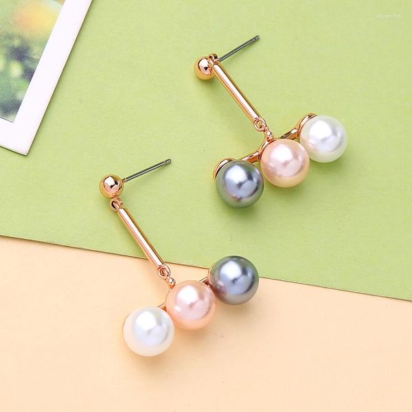 Boucles d'oreilles pendantes prix en vrac mignon multicolore acrylique perle pendentif pour les femmes couleur or Rose brins de laiton bijoux de mode