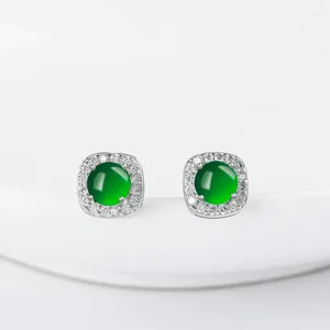 Boucles d'oreilles pendantes Jade birman 925 argent femmes vert charmes bijoux émeraude pierre amulette clous d'oreille pierres précieuses accessoires naturels charme