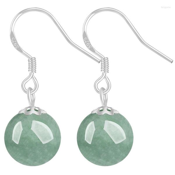 Pendientes colgantes de jadeíta birmana, cuentas de Jade verde, piedras preciosas de plata 925, joyería Vintage de diseñador, amuleto Real de moda para mujeres naturales