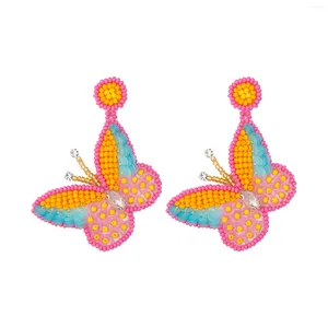 Boucles d'oreilles pendantes papillon perlées – Boho embelli paillettes printemps déclaration bijoux accessoires de perles de rocaille