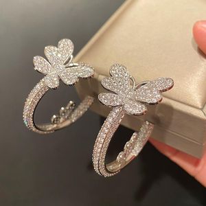 Boucles d'oreilles pendantes papillon C en forme de Piercing Zircon cubique de haute qualité couleur argent luxueux pour Boho bijoux cadeau de fête