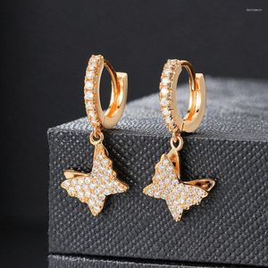 Boucles d'oreilles pendantes papillon pour femmes Rock Punk couleur or cerceau Clip sur mode HipHop bijoux boucles d'oreilles accessoires OHE020