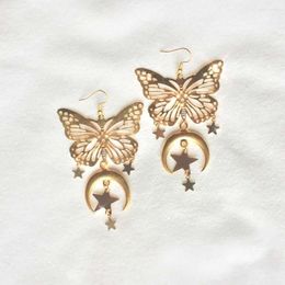 Boucles d'oreilles papillon étoile lune, bijoux pour femmes, Vintage, cadeau de fête personnalisé, accessoires féminins, Piercing