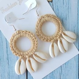 Dange oorbellen kopen 2 Krijg 20% ​​korting op de originele mode Boho Beach Shell Crochet Grote Circle Tassel Drop Earring voor vrouwen