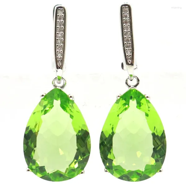 Pendientes colgantes Compre 3 y obtenga 1 gratis 34x13 mm Forma de gota de lujo Granate tsavorita verde Topacio azul Londres Regalo para mujer Plata