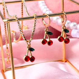 Boucles d'oreilles pendantes BYNOUCK coloré cerise cristal pendentif pour femmes métal fruits boucle d'oreille mignon cerises bijoux cadeaux