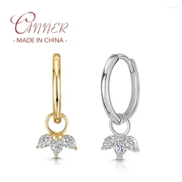 Boucles d'oreilles CANNER Mode Simple Ins Style 925 Pétales en Argent Sterling Oeil de Cheval avec Goutte de Zircon pour Les Femmes Boucle d'oreille Quotidienne Exquise