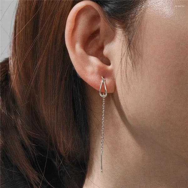 Dangle Oorbellen CANNER Eenvoudige Lange Mini Kwastje Oordraden Delicaat S925 Sterling Zilver Dames Fijne Sieraden Allergiebestendige Oorbel