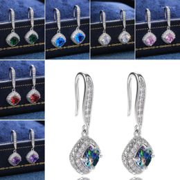 Dangle Oorbellen CAOSHI Classic Drop Voor Vrouwen 7 Kleuren Zirconia Beschikbaar Exquise Bruids Bruiloft Accessoires Sieraden Liefde Gift