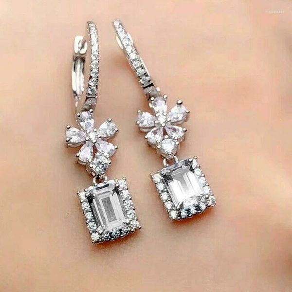 Boucles d'oreilles pendantes CAOSHI délicate éblouissante zircone goutte pour les femmes à la mode femme accessoires de fête de mariage dame moderne bijoux exquis