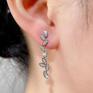 Boucles d'oreilles CAOSHI en forme de feuille pour femme, élégantes, avec zircone brillant, accessoires de mode pour la vie quotidienne, bijoux fantaisie chics pour femmes