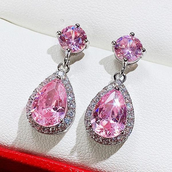 Boucles d'oreilles pendantes CAOSHI luxe femme cristal brillant zircone pierre 5 couleurs disponibles Noble femmes accessoires de fête bijoux cadeau