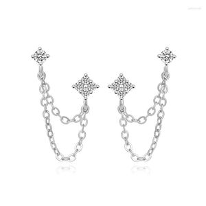 Boucles d'oreilles en peluche caoshi dame élégante conception de la mode double piercing femelle tous les accessoires de tendance de match avec zircone cubique brillante