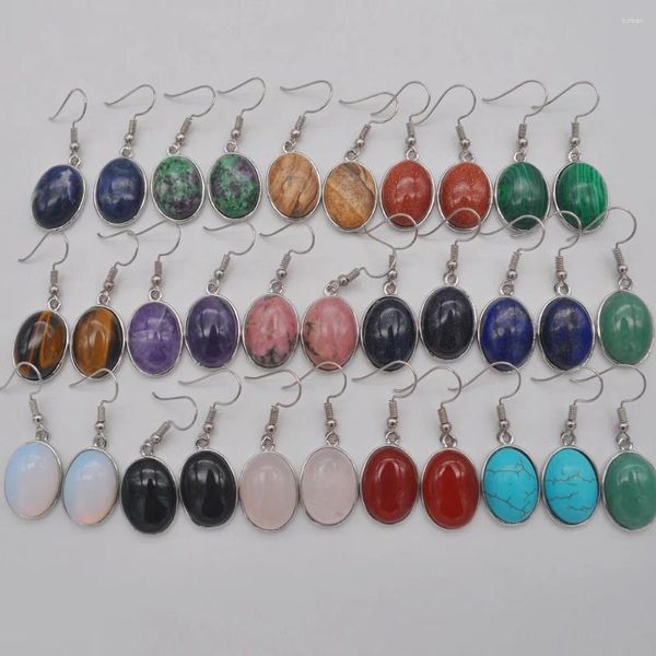 Boucles d'oreilles pendantes cornaline/grès/Sodalite brésilienne/Rhodonite/Howlite/cristal/Lapis/opale/Malachite verte perles de pierre bijoux ovales