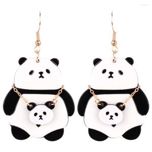 Boucles d'oreilles pendantes dessin animé mignon Panda acrylique goutte pour femmes filles portent chaîne sac bijoux de mode cadeaux de fête