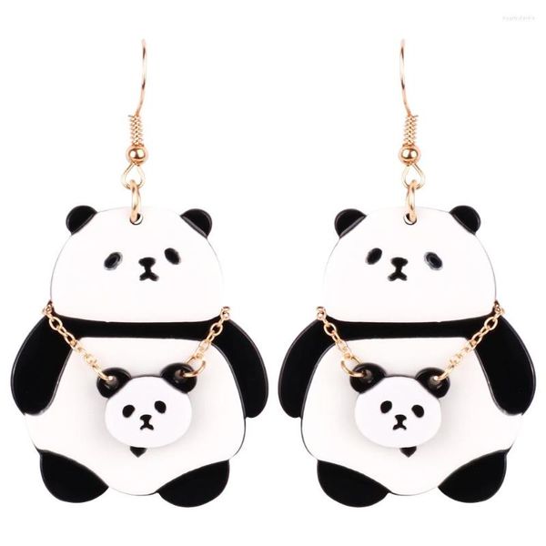 Pendientes colgantes de pendientes Lindo panda de gota acrílico para mujeres con bolsas de cadena de chaqueta de moda regalos de joyería