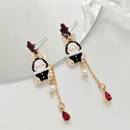 Boucles d'oreilles en pente dessin animé mignon perle oreille dame love tassel water drop zircon 14 février cadeau de la Saint-Valentin