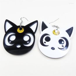 Boucles d'oreilles pendantes dessin animé Harajuku, lune, chat noir, joli Cosplay, bijoux en acrylique pour femmes, Fashion291k