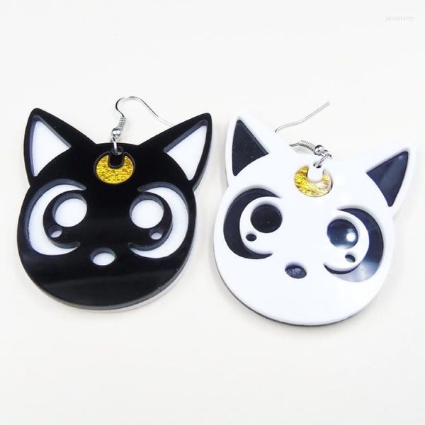 Boucles d'oreilles pendantes dessin animé Harajuku, lune, chat noir, joli Cosplay, bijoux en acrylique pour femmes, Fashion2386