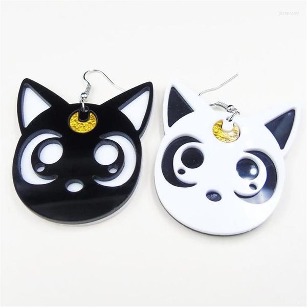 Boucles d'oreilles pendantes dessin animé Harajuku, lune, chat noir, joli Cosplay, bijoux en acrylique pour femmes, Fashion192V