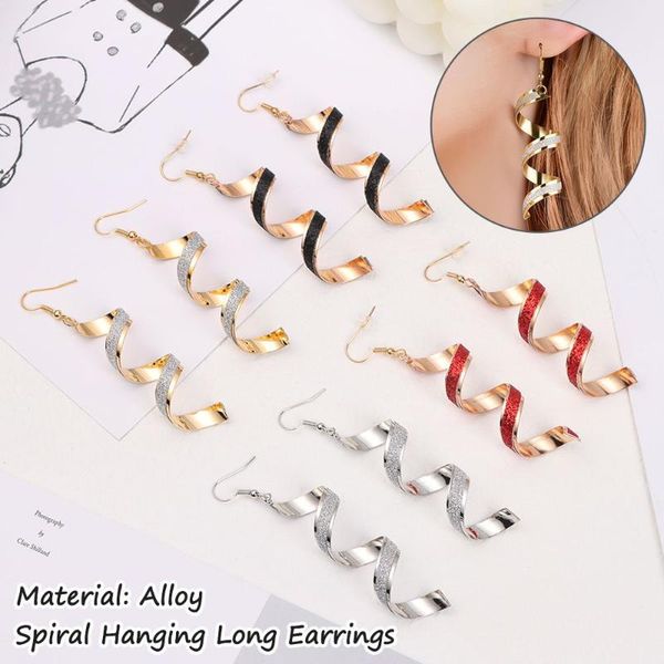 Pendientes colgantes Araña 1PC Gota Mujer Chica Declaración esmerilada Joyería Espiral Colgante Onda larga Giro geométrico