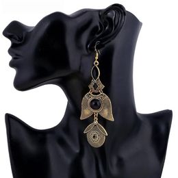 Boucles d'oreilles pendantes lustre 2023 marque Boho couleur or gros bijou cristal gitane ethnique goutte Vintage longs glands pour femmes bijoux 244o