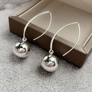 Bengelen oorbellen kroonluchter 925 sterling zilveren ronde kogel spiegel drop oorrang haak voor vrouwen overdrijven Korea -stijl fijne sieraden