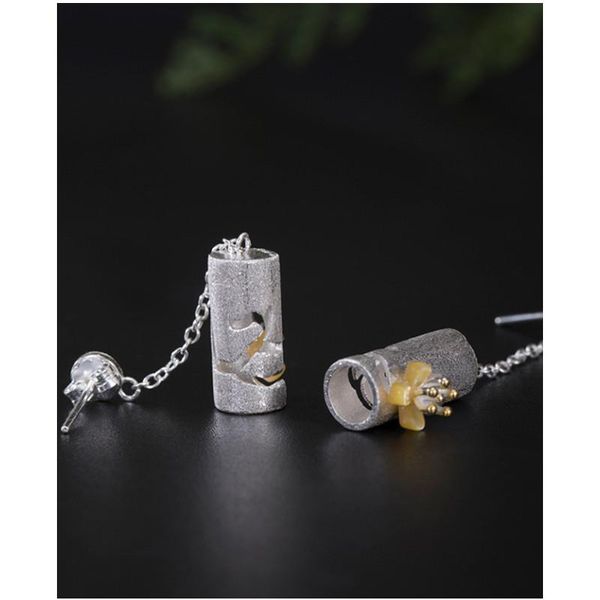 Pendientes colgantes Candelabro Apto para alérgicos S925 Plata de ley Personalidad Creativa Hueco Ciruela Linterna Osmanthus Gota para mujeres étnicas