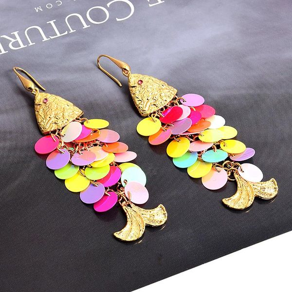 Dangle Boucles D'oreilles Lustre Arrivée Coloré En Forme De Poisson De Haute Qualité Tendance De La Mode Longue Goutte Boucle D'oreille Bijoux En Gros Accessoires Pour Wom