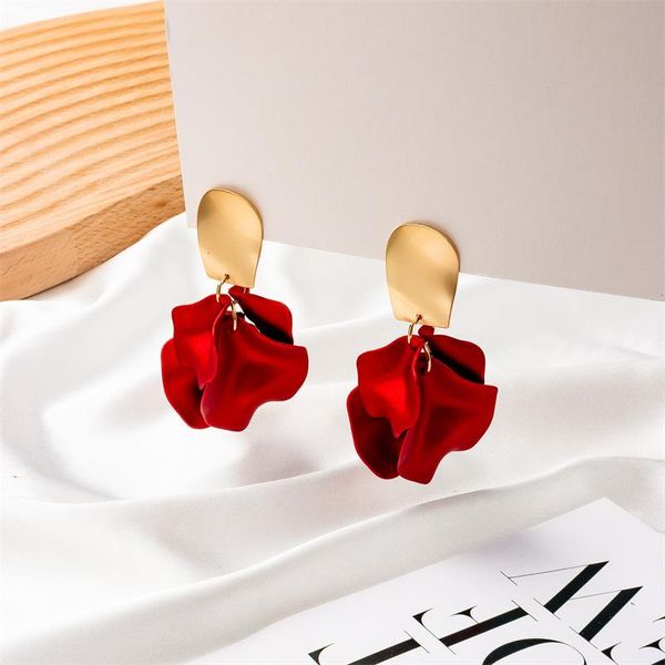 Boucles d'oreilles pendantes lustre coloré pétale feuilles accessoires pour femmes goutte géométrique pour les femmes mode coréenne bijoux cadeau en gros Tr