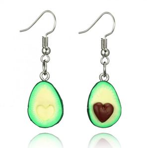 Dangle Boucles D'oreilles Lustre À La Mode Et Simple À La Main En Trois Dimensions Mignon Fruit Vert Matériel Doux Argile En Forme De Coeur Avocat