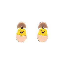 Dangle Boucles D'oreilles Lustre Drôle Cracked Poulet Pour Les Femmes Mignon Dessin Animé Oeuf Jaune Acrylique Mode Bijoux Creative Charmes AccessoiresDang