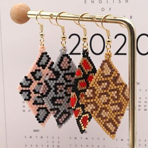 Boucles d'oreilles pendantes lustre Go2boho léopard boucle d'oreille pour femmes bijoux cadeau à la mode Miyuki perlé bijoux faits à la main HerDangle Mill22