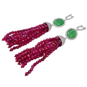 Dangle Boucles D'oreilles Lustre Bijoux Belle Perle Blanche Vert Jade Cristal Rouge Agate CZ FittingDangle