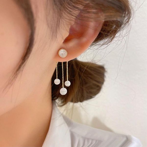 Pendientes colgantes Araña Coreana Elegante Linda Bola de ópalo Después de colgar Gota para mujeres Damas Moda Borla Pendientes Joyería RegalosDangle