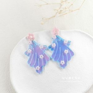 Boucles d'oreilles pendantes Lustre Belle déclaration élégante Transparent coloré fantôme fleur de cerisier acrylique goutte pour femmes Vintage Hallowmas Jewe