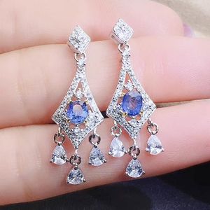 Boucles d'oreilles pendantes lustre naturel véritable saphir bleu ou rubis boucle d'oreille de luxe 0.5ct 2pcs pierres précieuses par bijoux en argent sterling 925 fin