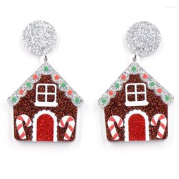Bengelen oorbellen kroonluchter product cn drop earring pingerbread house acryl dames schattige kerstdangle bundelangle