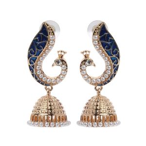 Bengelen oorbellen kroonluchter retro bollywood kundan peacock jhumka jhumki drop zigeuner juwelhoek bundelangle.