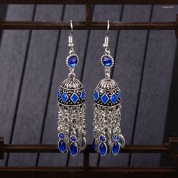 Bengelen oorbellen kroonluchter vintage etnische blauwe kralen elegante vrouwen zilveren kleur vogelkooi kwastje Tibetaanse sieraden dames oorbellen danggange dang