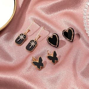 Boucles D'oreilles Pendantes Lustre Vintage Acrylique Exagéré Pour Les Femmes Noir Amour Papillon Boucles D'oreillesDangle Kirs22