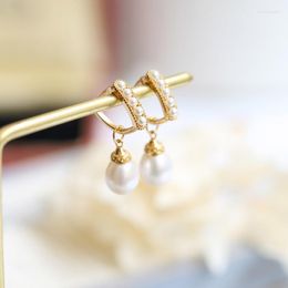 Bengelen oorbellen kroonluchter vintage zoetwater peer oorrel 925 zilveren druppel voor vrouwen water 10k goud vergulde fijne sieraden