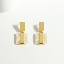 Boucles d'oreilles pendantes lustre Vintage géométrique carré acrylique goutte pour les femmes coréen or couleur métal bijoux à la mode 2023 Dangle