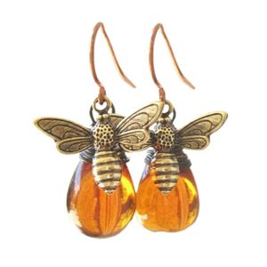 Boucles d'oreilles pendantes Lustre Mode Femme Abeille Goutte d'eau Miel Ambre Pour Femmes Filles Anniversaire Fête De Mariage Haute Bijoux Cadeau Jewe