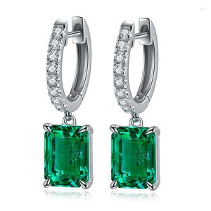 Pendientes colgantes Charm Diamonds 925 Sterling Silver Drop Moissanite Lab Grown Emerald Pendant para su regalo Listo para enviar