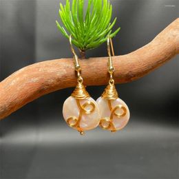 Dangle Oorbellen Charm White Pearl Gold Twine Drop Earring Chinese Ancient Gem Hook Voor Vrouwen Trendy Girl's Gift Sieraden