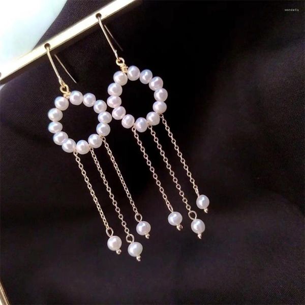 Pendientes colgantes encanto blanca perla redonda hueco longo largo ardor afortunado gancho antiguo chino para mujeres joyas de regalo de niña retro joyas